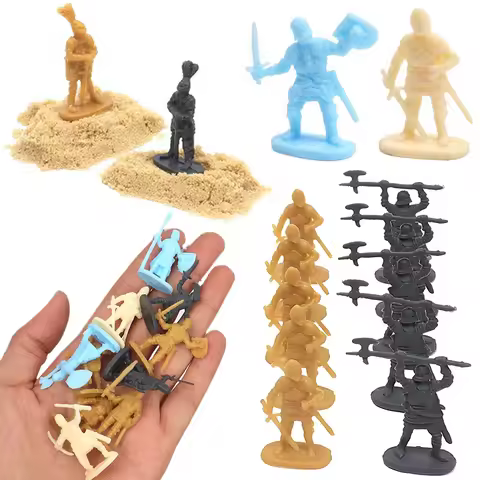 50PCS/Pack Ancient Soldier 2.7cm Miniature Decorative Model Home Decoration Multiple Postures Mediev