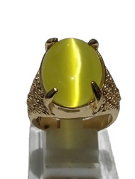 Cincin Batu Akik Chalcedony Motif Cat Eye / Mata Kucing