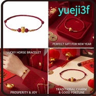YUEJI Lucky Horse Bracelet, 999 Sliver Gold Color Horse Beaded Bracelet, Trendy Elegant Design Auspi