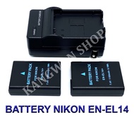 (Saving Set 2+1) EN-EL14 \ EN-EL14a \ ENEL14 \ ENEL14a แบตเตอรี่และแท่นชาร์จกล้องนิคอน Battery and Charger For Nikon D3100,D3200,D3300,D3400,D3500,D5100,D5200,D5300,D5500,D5600,Df DSLR,P7000,P7700,P7800 BY JAVA STORE