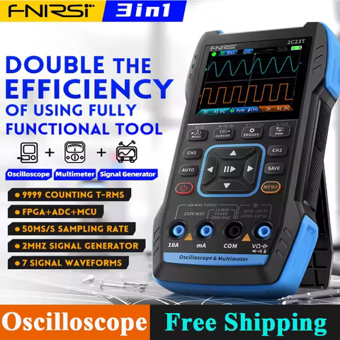 FNIRSI 2C23T Handheld Digital Oscilloscope Multimeter + Function Signal Generator 2023 Latest 3IN1 D