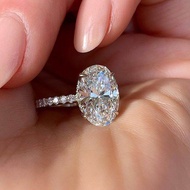 Huitan Oval Finger Ring Band Dazzling Brilliant CZ Stone Four Prong Setting Classic Wedding Annivers