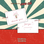 100 handwritten cards with shop name sent from (senter's name) cute pink flower bouquet size 9x5.5cm