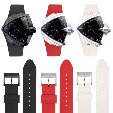 For Hamilton H24655331 H24615331 VENTURA Waterproof Silicone Watch Strap Inclined Rubber Black Men's