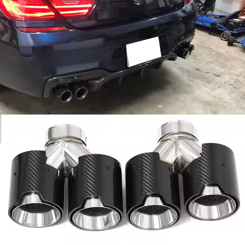 Quad Carbon Fiber Exhaust Tip For BMW F10 F11 535d 535i 640i 640d Car Exhaust System Nozzle Tailpipe