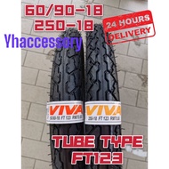 VIVA TYRE 18 Tube Tyre FT123 250-18 60/90-18 Cutting Sotong Made In Malaysia Tayar