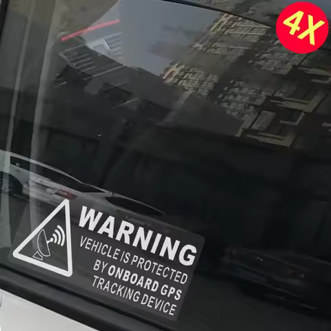 4X WARNING On Board GPS Tracking Device Vehicle Sign Sticker Protected By Car Van Boat Taxi Safety A