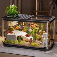 Turtle jar Fish Tank with Lid Living Room Home Decor Transparent Ecological Tank Desktop High-end Pl