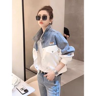 winter coat winter coat woman Jaket pendek jahitan denim kontras fesyen