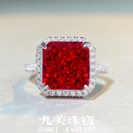 Ice Flower Cut Ring Simulation Diamond Sterling Silver Pigeon Blood Red Plated Ring S925 Wholesale A