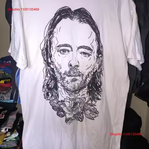 Radiohead thom Yorke smile paranoid android big face mega prinT T Shirt l xl new vintage Washed Vers