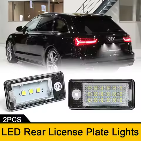 2Pcs Canbus White LED License Plate Lights For Audi A3 Cabriolet S3 A4 S4 RS4 B6 B7 Sedan A5 A6 A8 Q