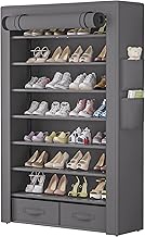 OYREL Shoe Rack Storage Cabinet 32 Pairs Organizer Shelf Tall for Shoes Large Free Standing Racks Vertical Shoe Holder Stand with Cover Two Boxes Closet