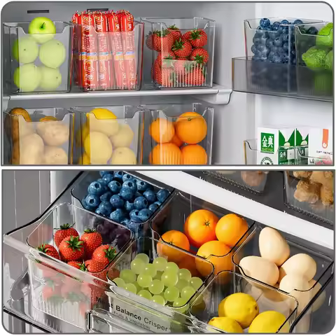 3PCS Refrigerator Side Door Storage Box Food Vegetable Fruit Eggs Fresh Organizer Household Kitchen 