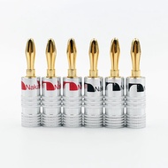 10pcs/lot New High quality 24K Gold Nakamichi Speaker Banana Plugs pure copper Audio Jack Connector Free Drop Shipping