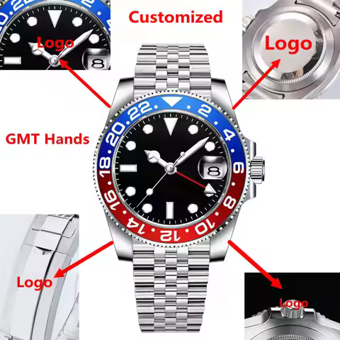 Custom luxury Quartz GMT Watch 40mm Mechanical Wristwatches Stainless Sapphire Glass Jubliees Waterp