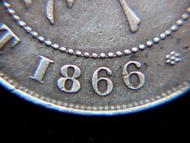 t-1866年(大清同治六年)英屬香港一仙銅幣(英女皇維多利亞歌德式肖像Queen Victoria Gothic Version)