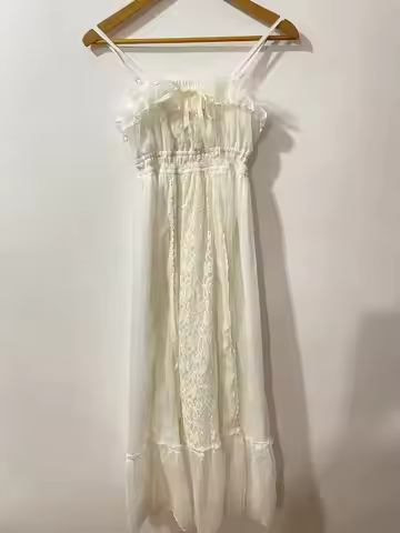 Sales Japan Liz Lisa Original Chiffon Lace Mesh Fairy Beach Long Dress