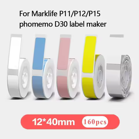 P15 Paper Roll thermal sticker 12x40 14x30 Thermal Printer Tape Transparent Label Paper for P11/P12/