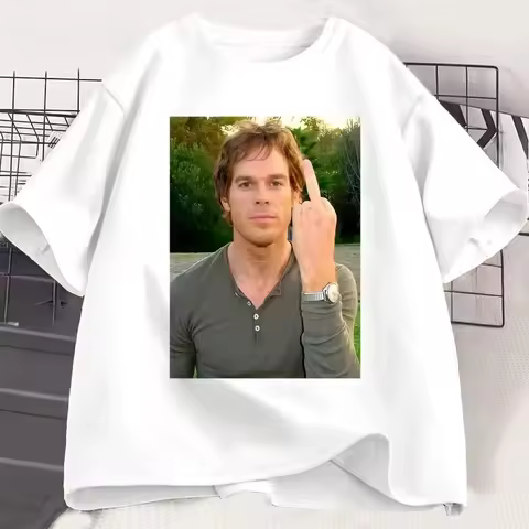 Dexter Middle Finger T-Shirt Funny Dexter Morgan T Shirt Men Women Casual Short Sleeve O-Neck Tshirt