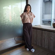 印尼蠟染可愛少女風短版襯衫 PUPUT - 奶茶棕 - PUP014