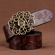 Ready Stock New Style Retro Ladies Genuine Leather Belt All-Match Ethnic Style Smooth Buckle Ladies 