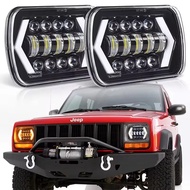 12V 24V Car LED Headlight for Jeep Cherokee XJ Headlight 7x6 Inch Angel Eyes DRL H4 LED Headlights F