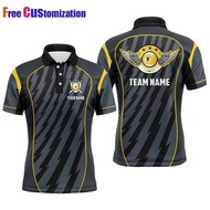 9 Ball Wings custom name billiards lapel and quarter zipper men's shirt, 9 Ball Billiards jersey
