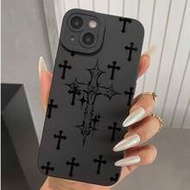 เคสโทรศัพท์ซิลิโคนเหลวพิมพ์ลาย Cross, การป้องกัน 360 องศา, กันกระแทก, กันตก, วัสดุ TPU นุ่ม, เข้ากัน