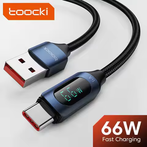 Toocki USB Type C Cable 66W Fast Charging Charger USB A to USB C Display Cable For IPhone 15 Xiaomi 