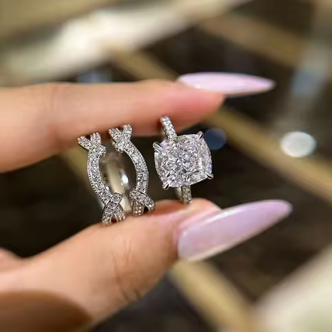 Luxury CZ Ring Set】Full-Cut Zirconia Stackable Rings | 925 Silver Plated Women's Jewelry | Glamorous