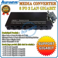 Media Converter 8 FO 2 LAN 8 SC 2 RJ45 Gigabit 1000 Mbps Body Casing Media Converter 8F2E 8 Port Fib