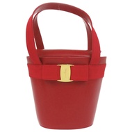 Salvatore Ferragamo VaraRIBON水桶式RED皮革手提包，0407 [二手] Salvatore Ferragamo