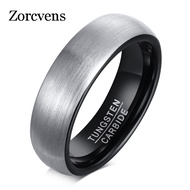 ZORCVENS New Basic Wedding Engagement Band Brushed Ring Jewelry Black Silver Color Tungsten Rings for Men