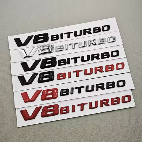 ABS Chrome Logo V8 BITURBO Emblem Car Fender Side Badge Decal For Mercedes Benz AMG C63S C63 E63 G63