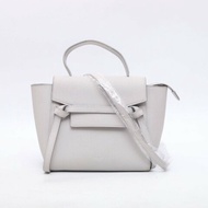 CELINE Belt鯰魚包Nano20珍珠灰牛皮銀扣肩背包