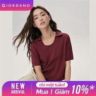 GIORDANO Women Sweaters Lightweight U-Neck Collar Knit Wear Short Sleeve Breathable Simple Fashion C