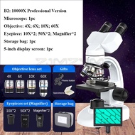 Zoom 6000X-20000X Biological HD Microscope Digital LED Lab Compound Microscope with Wide-Field 10X a