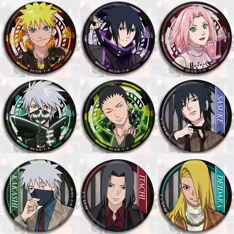 Naruto Anime Badge Pin Brooch Keychain Sasuke Kakashi Itachi Boruto Cosplay Accessory Merchandise Gi