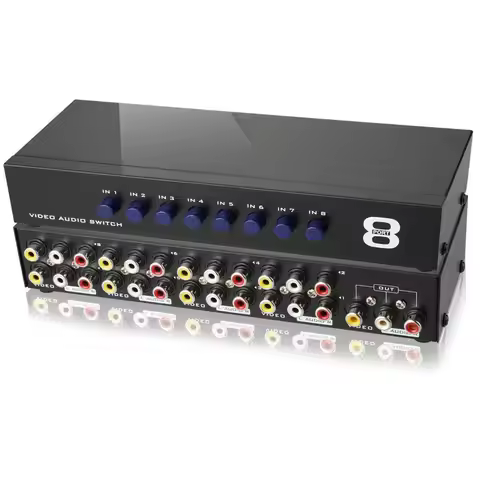 AV Switch Box Composite Selector 8 Port RCA Audio Video 8 In 1 Out To TV Swithcer Adapter for DVD HD