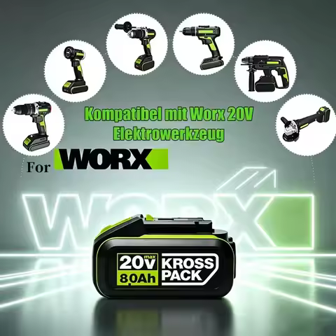 New 20V 5Pin 6.0Ah 8.0Ah Battery WA3016 WA3023 WA3027 Replacement for WORX PowerShare Cordless Drill