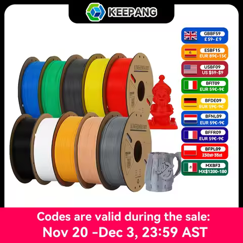 KEEPANG PLA Filament 1.75mm 3D Printer Filament 5/10Rolls 3D Printing Plastic Material 100% No Bubbl