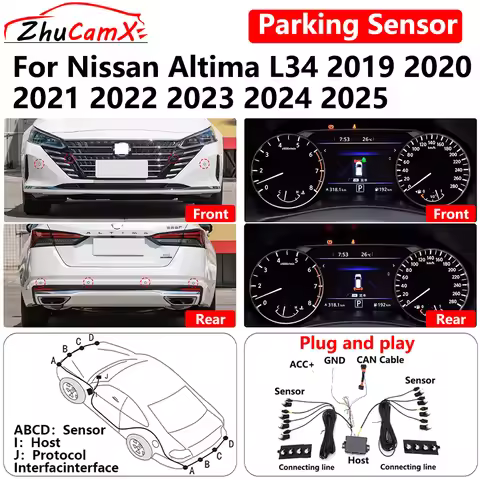 ZhuCamX for Nissan Altima L34 2019~2025 Car Parking Sensor Front Rear Reverse Assist Reversing AID S