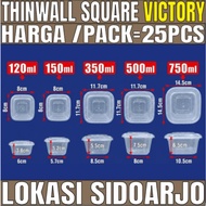 Thinwall Thick SQ 120ml 150ml 350ml 500ml 750ml Per Pack Square Plastic Lunch Box Var SBY
