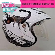 4.4 Helmet Double Visor BXP Motif Scorpions Warna Putih Kualitas Setara Helm KYT INK GM WTO MSR BMC NHK