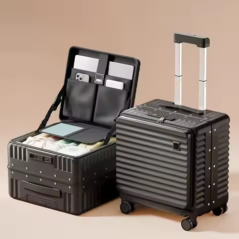 Side Opening Suitcase 16/18/20 inch Boarding Travel Luggage Small Female New Aluminum Frame Short Tr