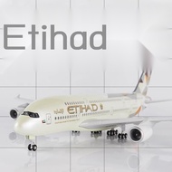 With wheels and lights Etihad Airbus380 Airlines Passenger Airplane Model A380Etihad ETIHAD