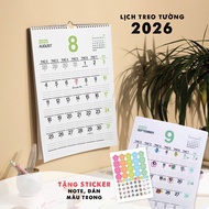 [2026]Lịch treo tường size 30x40cm 2026 - CÓ LỊCH ÂM (TẶNG STICKER NOTE) note ngày lễ Việt Nam ghi c