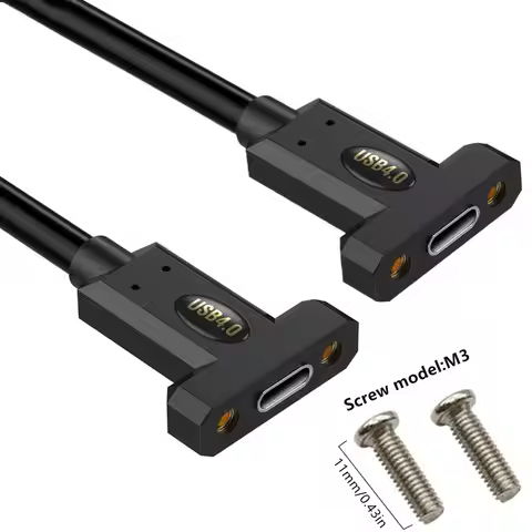 30cm 60cm 1m 2m USB4 Type-C Male to Female with Ear Screw Fixed Panel Extension Cable 8K 60HZ Thunde