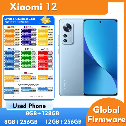 Xiaomi 12 5G 128GB 256GB ROM 6.28inch 419ppi 1100nits 4500mAh charging 67W Android used phone